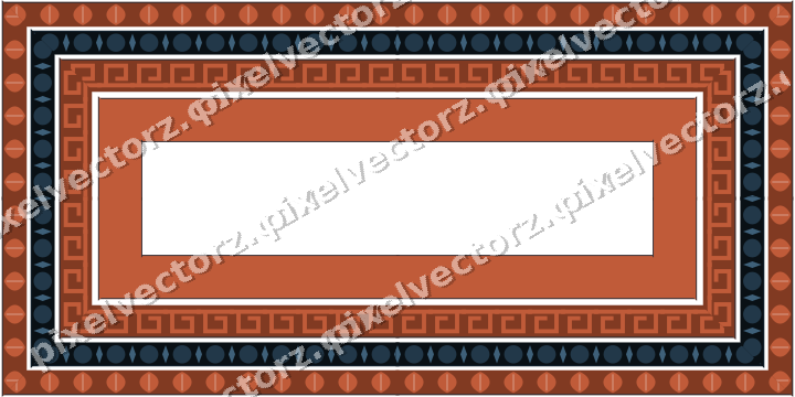 Decorative picture frame border in orange and cyan with leaf moulding