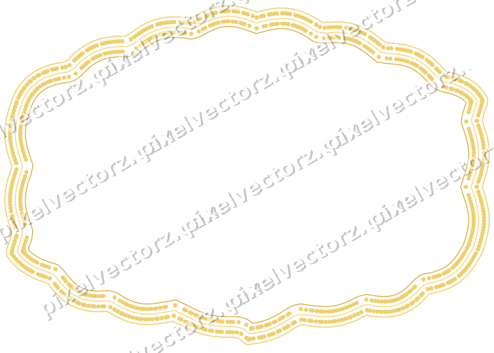 Decorative line art frame in amber and blue with label plaque