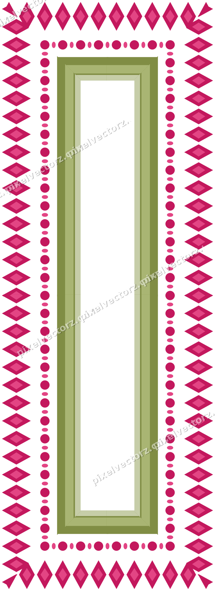 Decorative picture frame border in lime and pink with bead and reel