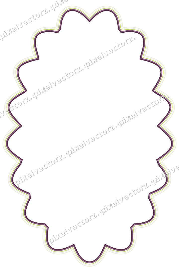 Decorative line art frame in dark magenta and lime with oval