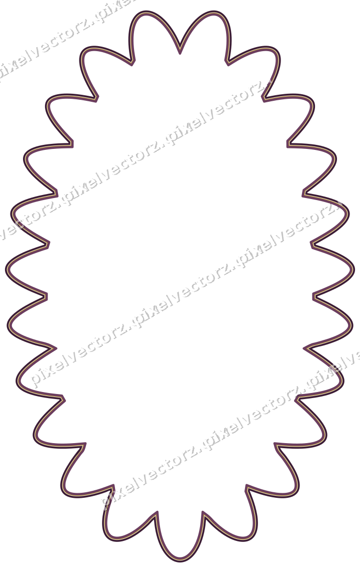 Decorative line art frame in dark magenta and amber with oval