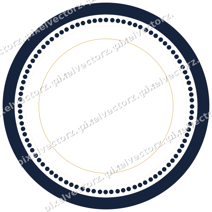 Decorative line art frame in dark blue and amber with oval