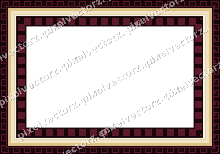 Decorative picture frame border in dark pink and amber with greek key