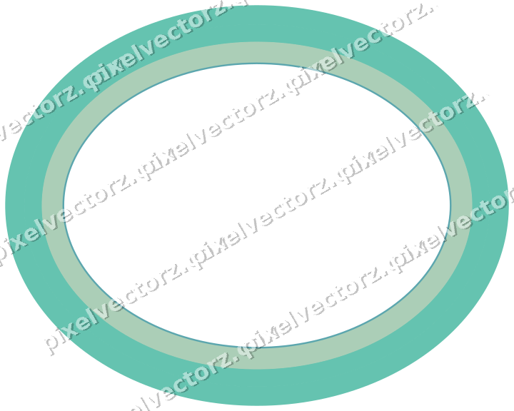 Decorative line art frame in green and teal with oval and solid band