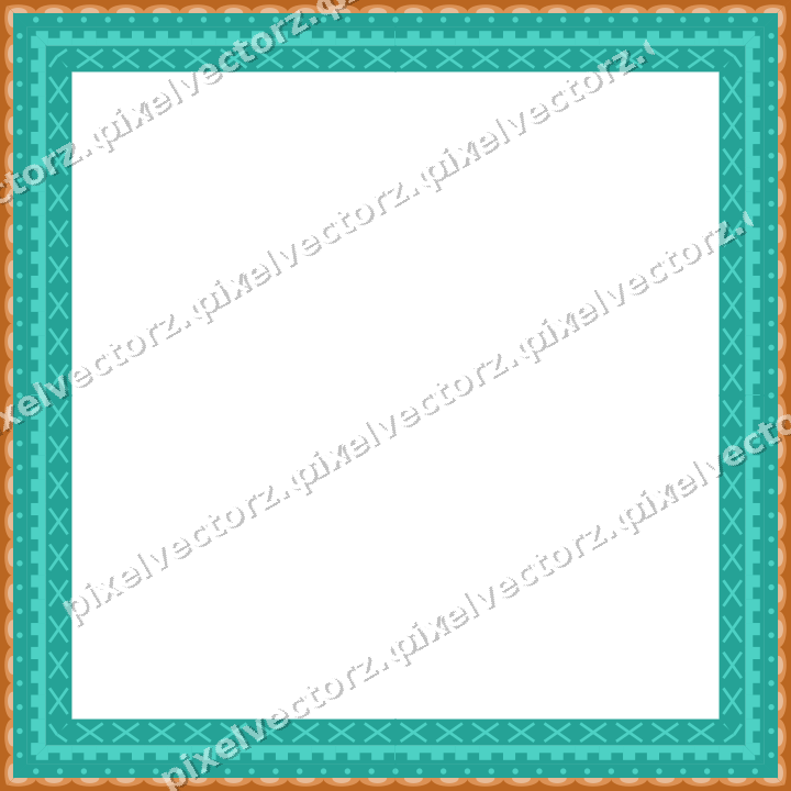 Decorative picture frame border in orange and teal with dot row