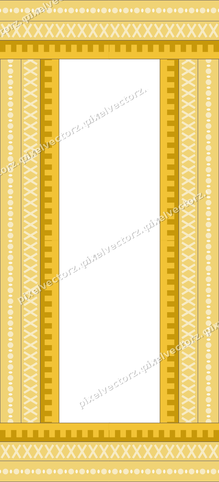 Decorative picture frame border in dark blue and amber with cross band