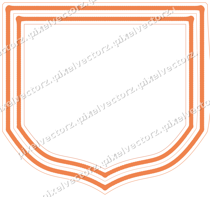 Decorative line art frame in orange and teal with label plaque