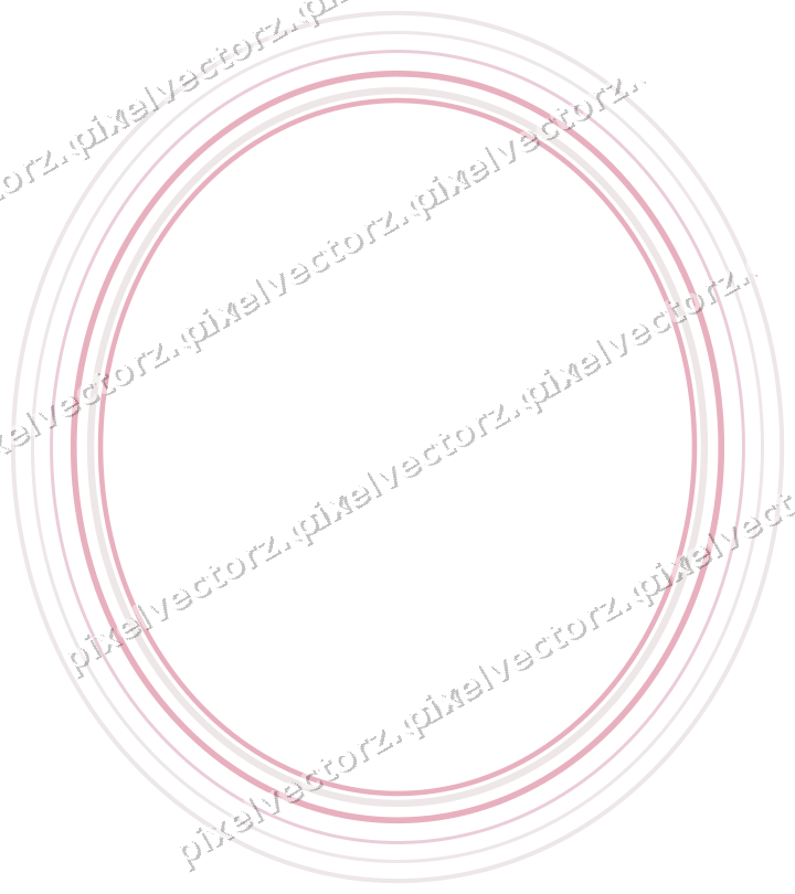 Decorative line art frame in pale pink and pale red with oval