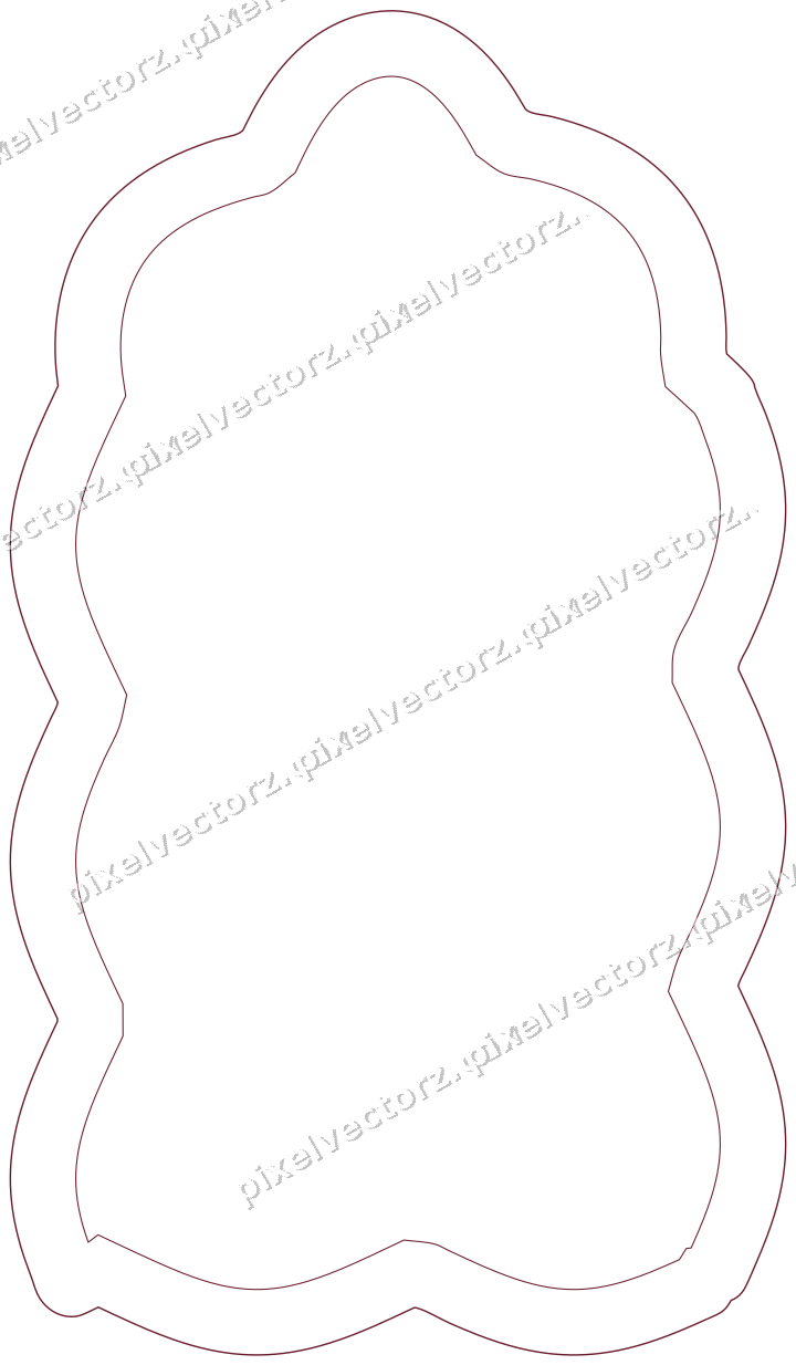 Decorative line art frame in dark pink and red with label plaque