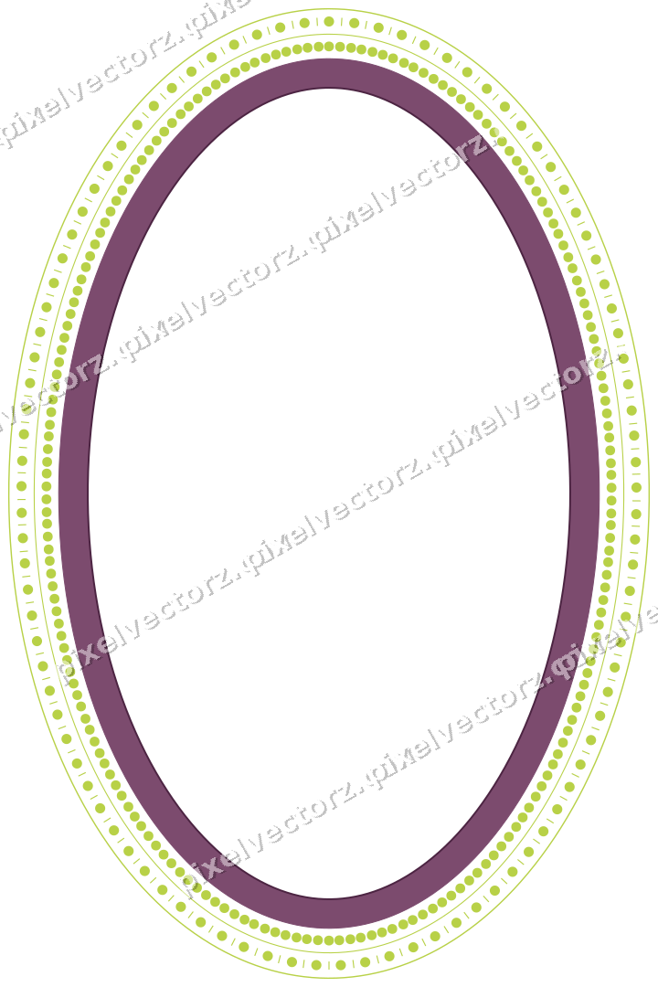Decorative line art frame in dark magenta and lime with oval