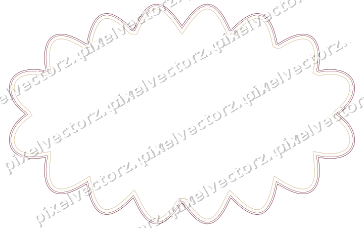 Decorative line art frame in dark pink and red with oval