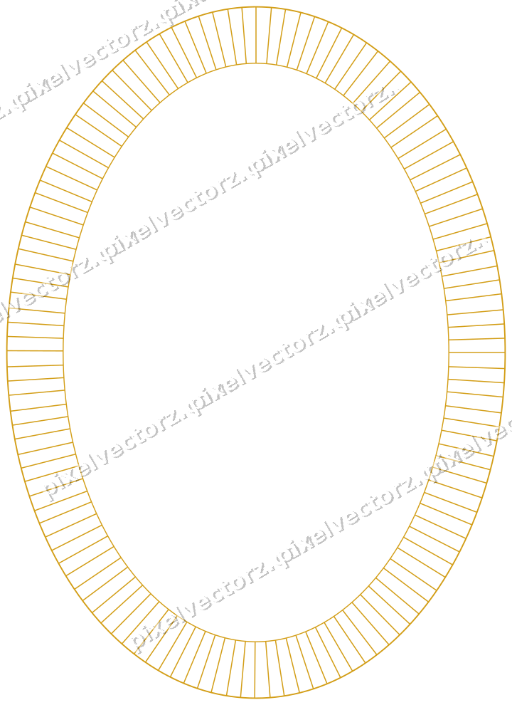 Decorative line art frame in amber and blue with oval and hatching