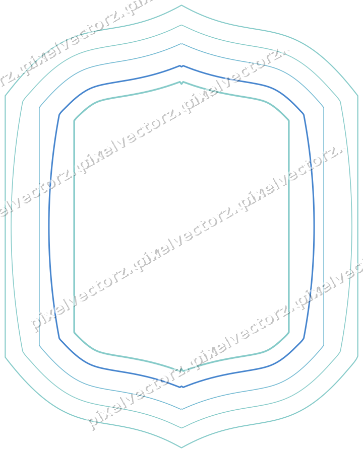 Decorative line art frame in blue and cyan with label plaque