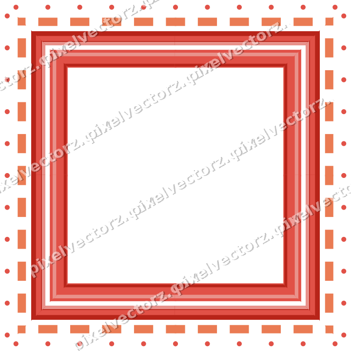 Decorative picture frame border in red and orange with dentil