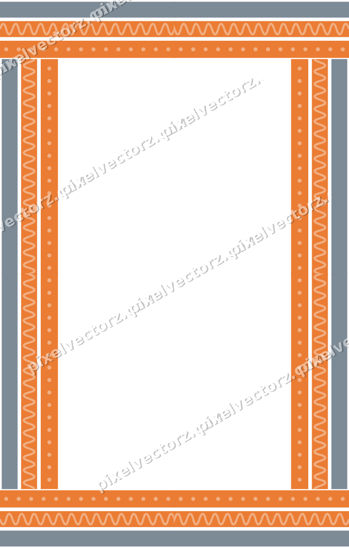 Decorative picture frame border in blue and orange with wave band