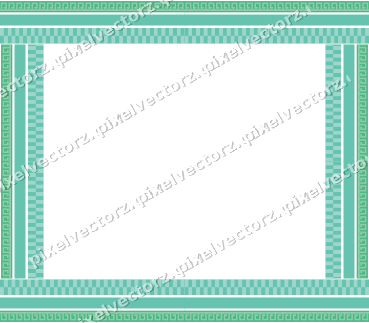 Decorative picture frame border in green and teal with greek key