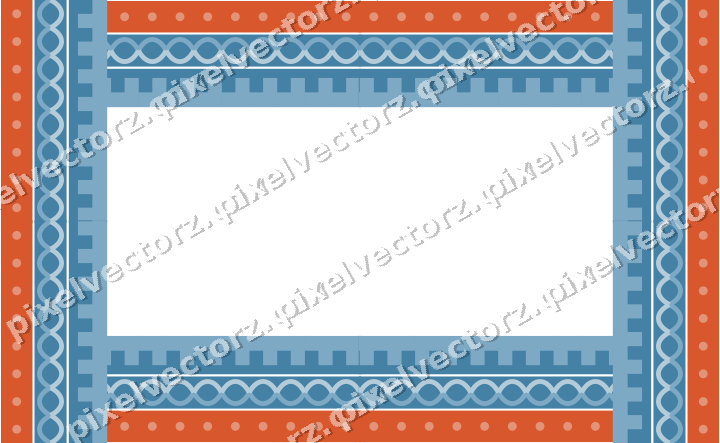 Decorative picture frame border in orange and cyan with guilloche
