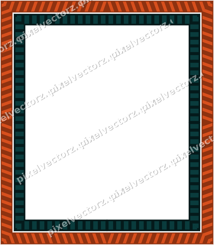Decorative picture frame border in orange and teal with diagonal band