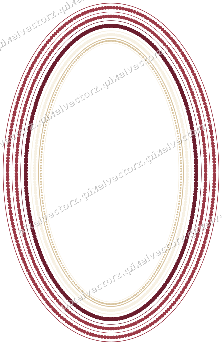 Decorative line art frame in dark pink and red with oval