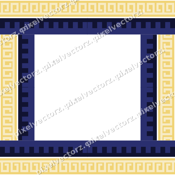 Decorative picture frame border in dark blue and amber with step band