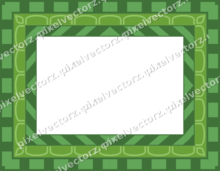Decorative picture frame border in lime and yellow with arcade frieze