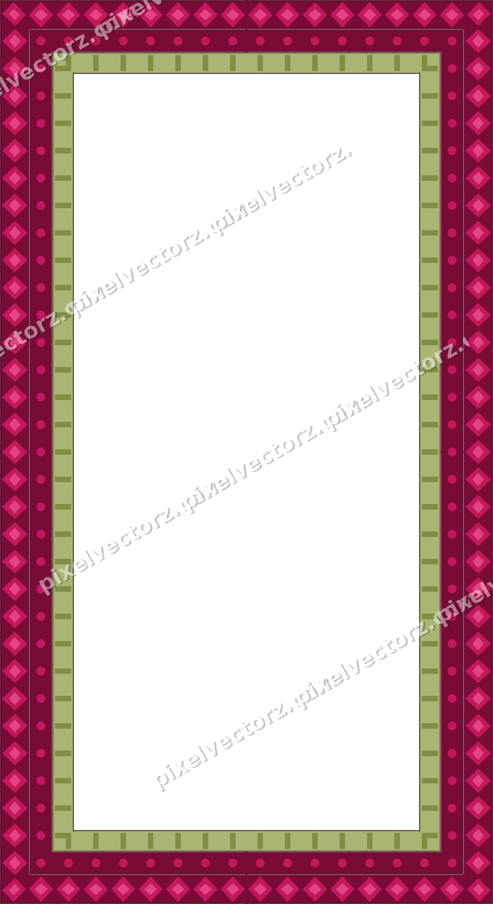 Decorative picture frame border in lime and pink with dot row