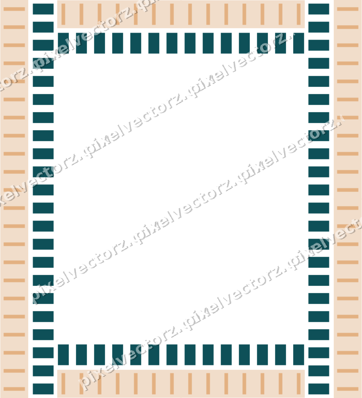 Decorative picture frame border in dark teal and orange with dentil