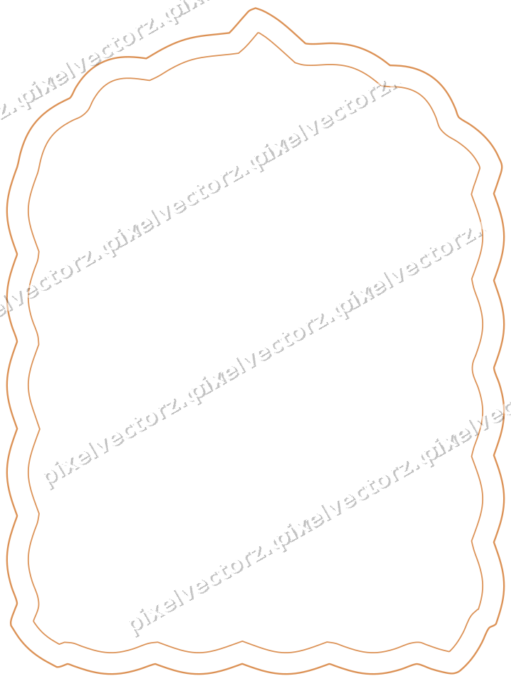 Decorative line art frame in orange and teal with label plaque