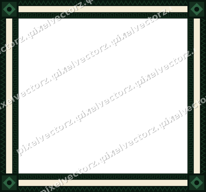 Decorative picture frame border in dark green and amber with zigzag