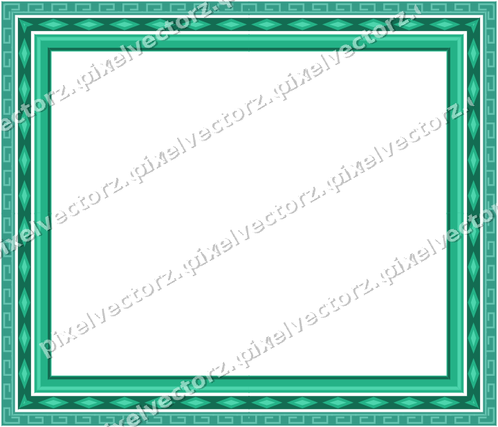 Decorative picture frame border in green and teal with greek key