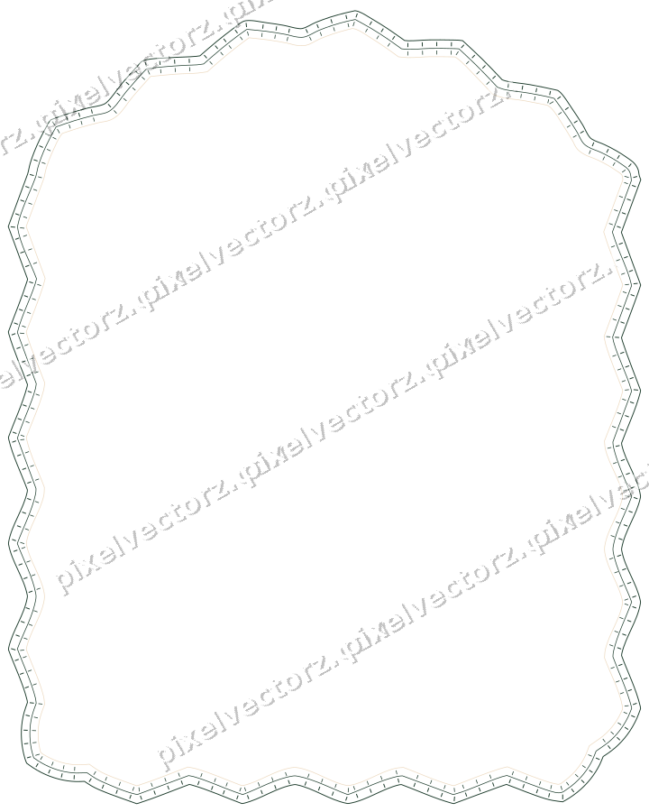 Decorative line art frame in dark green and orange with label plaque