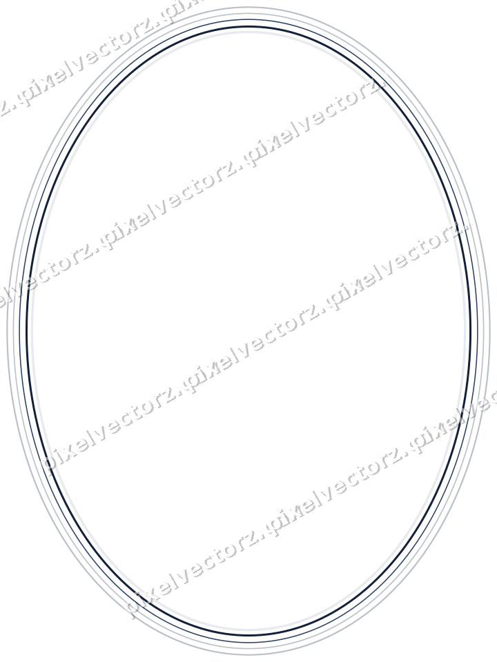 Decorative line art frame in dark blue and white with oval