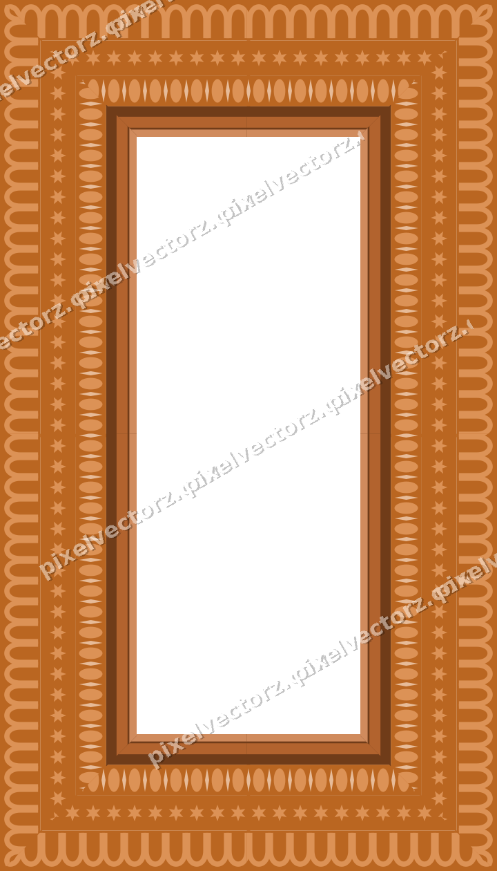 Decorative picture frame border in orange and teal with egg and dart