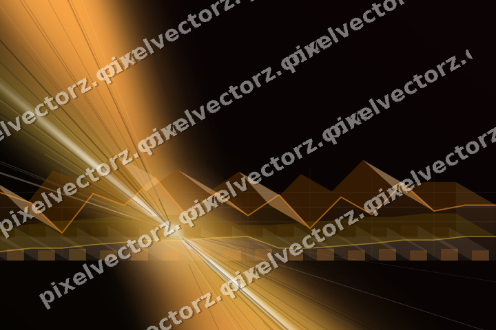Glowing neon chart background in orange and amber