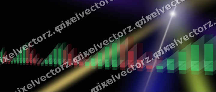 Glowing neon chart background in blue and purple