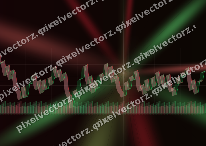 Glowing neon chart background in red and green