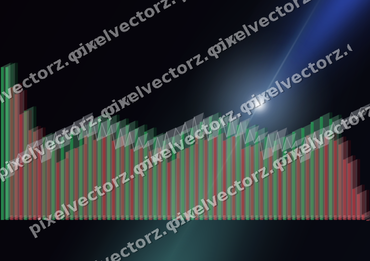 Glowing neon chart background in blue and cyan