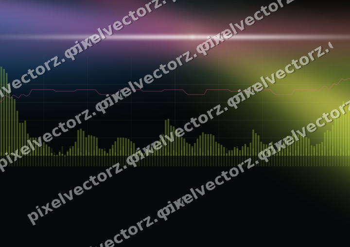 Glowing neon chart background in lime and amber
