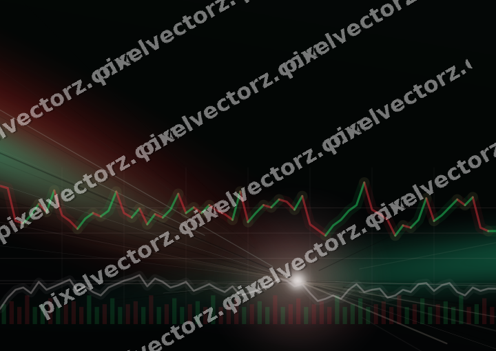 Glowing neon chart background in red and green