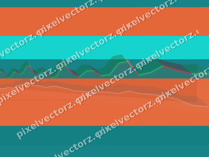 Glowing neon chart background in orange and teal