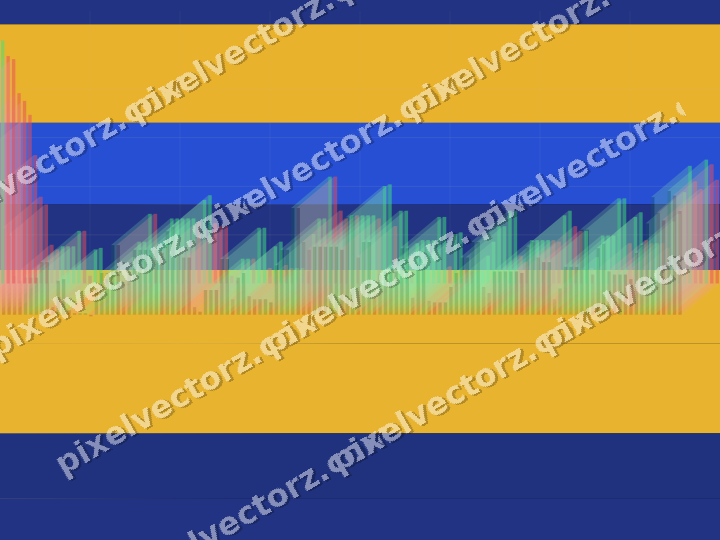 Glowing neon chart background in amber and blue