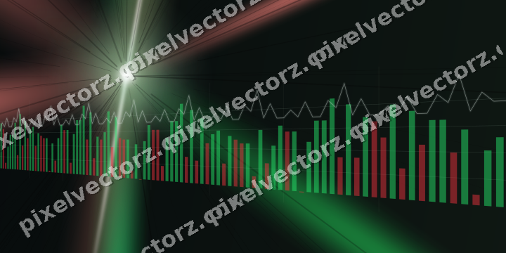 Glowing neon chart background in green and red