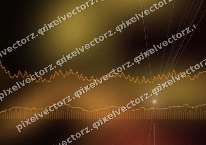 Glowing neon chart background in orange and amber