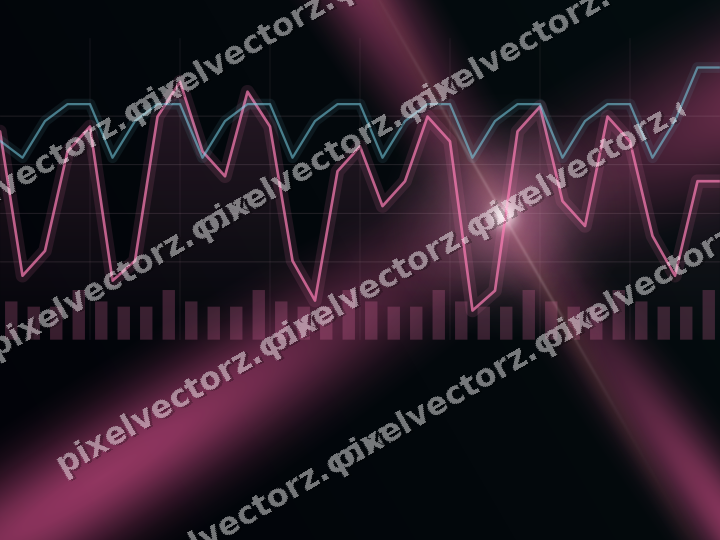 Glowing neon chart background in pink and cyan