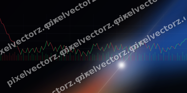 Glowing neon chart background in blue and red
