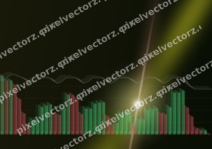 Glowing neon chart background in yellow and red