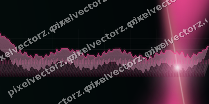 Glowing neon chart background in pink and orange
