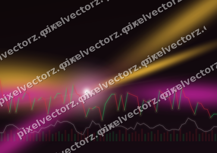 Glowing neon chart background in magenta and amber