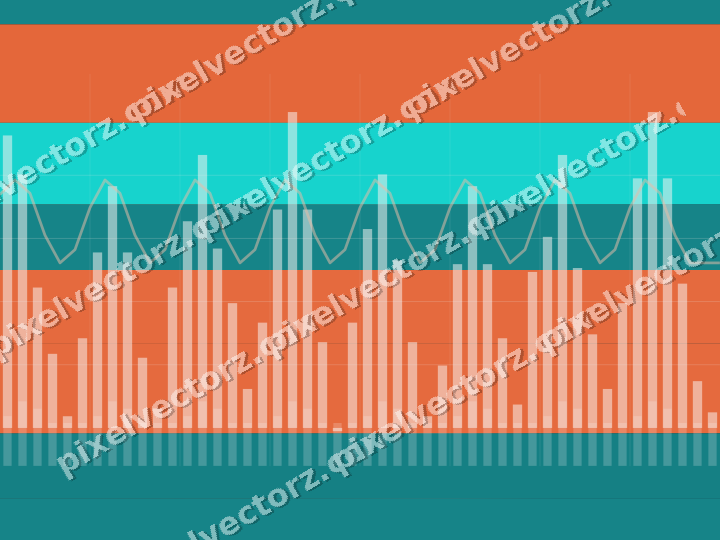 Glowing neon chart background in orange and teal