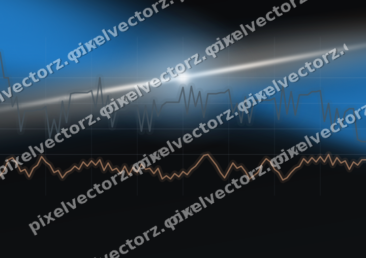 Glowing neon chart background in blue and orange